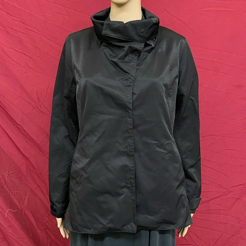 Eileen Fisher Snap Front Collard Nylon Jacket Size XS